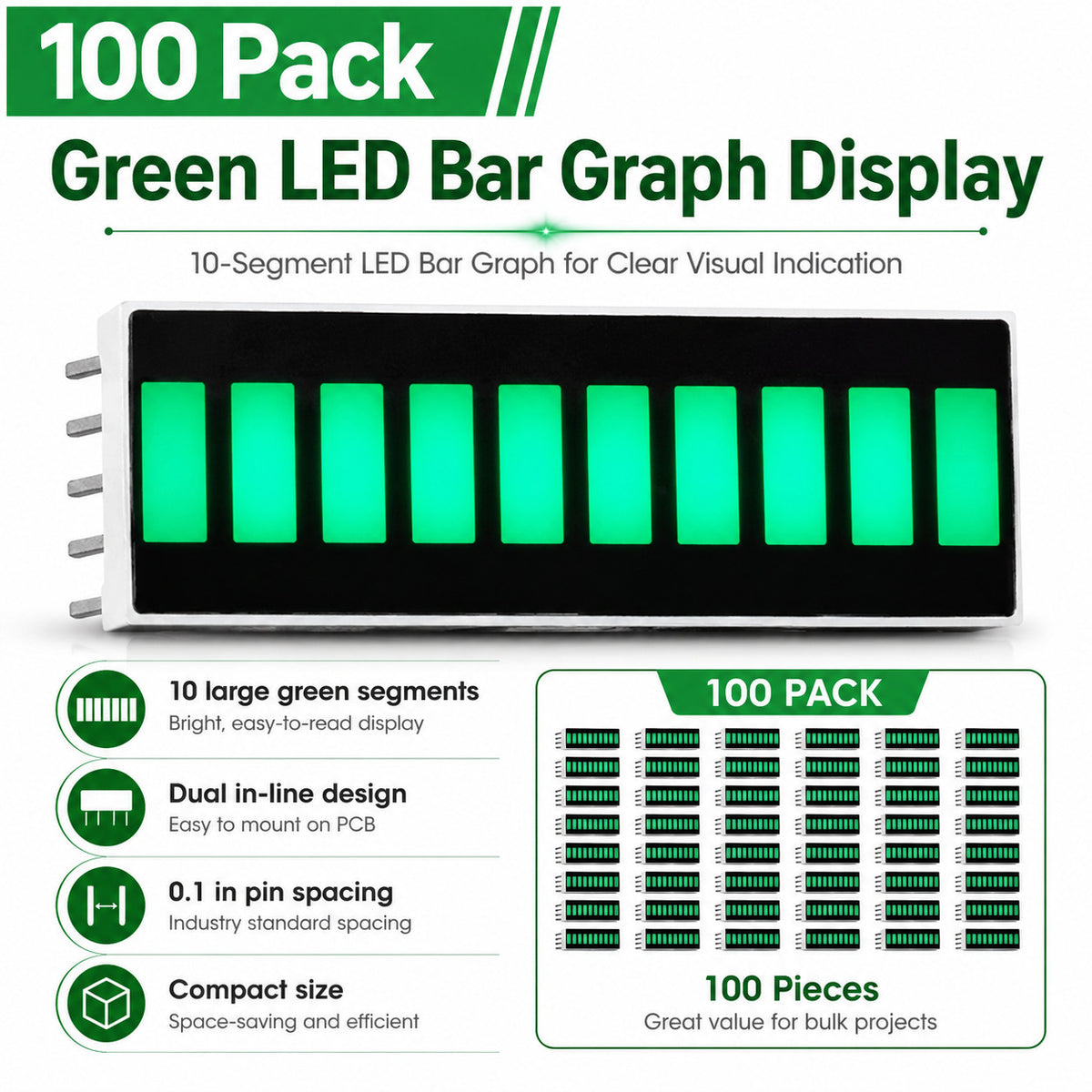 LED Bar Graph Green - Pack of 100