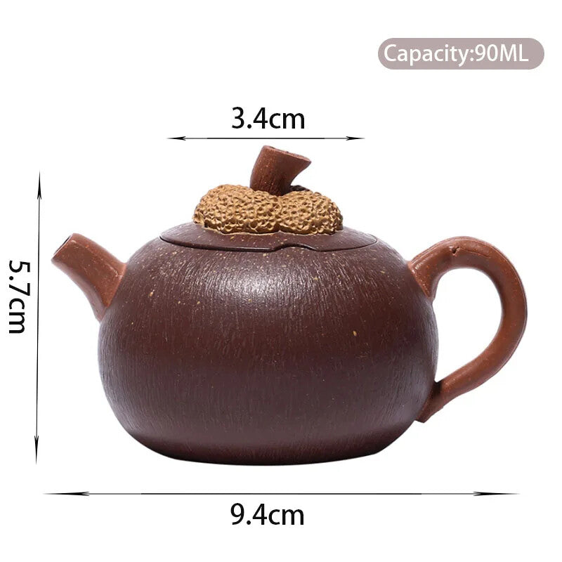 3.7" Yixing Purple Clay Teapots Famous Handmade Mangosteen Model Tea Pot Tea Set