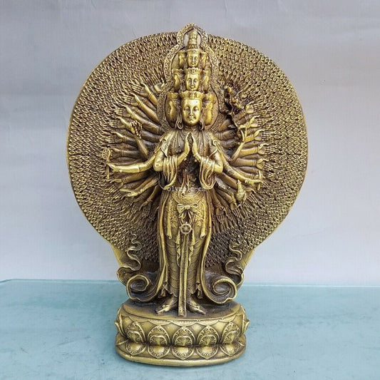 12 inch brass copper furniture decorate buddhism Thousands Hands Guanyin statue