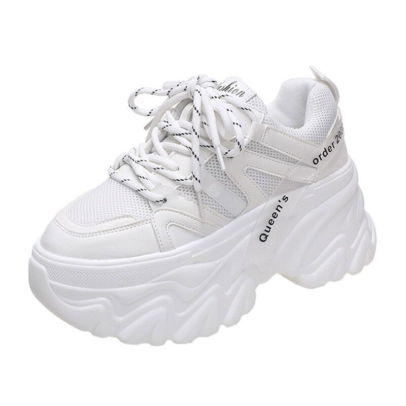 Women's Pink Sneakers Sports Shoes Woman Lace Up Thick Sole Shoes 2023