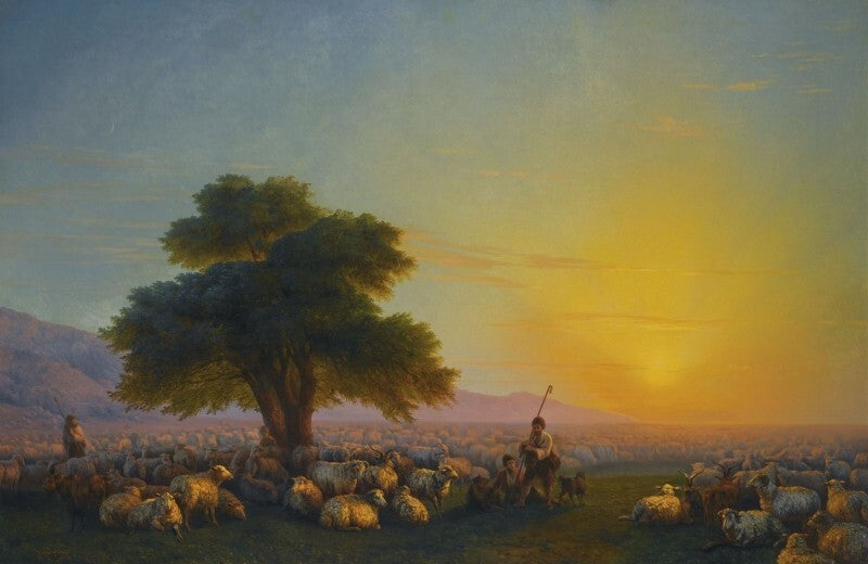Dream-art Oil painting Sheep-at-Sunset-Ivan-Constantinovich-Aivazovsky-Oil-Paint