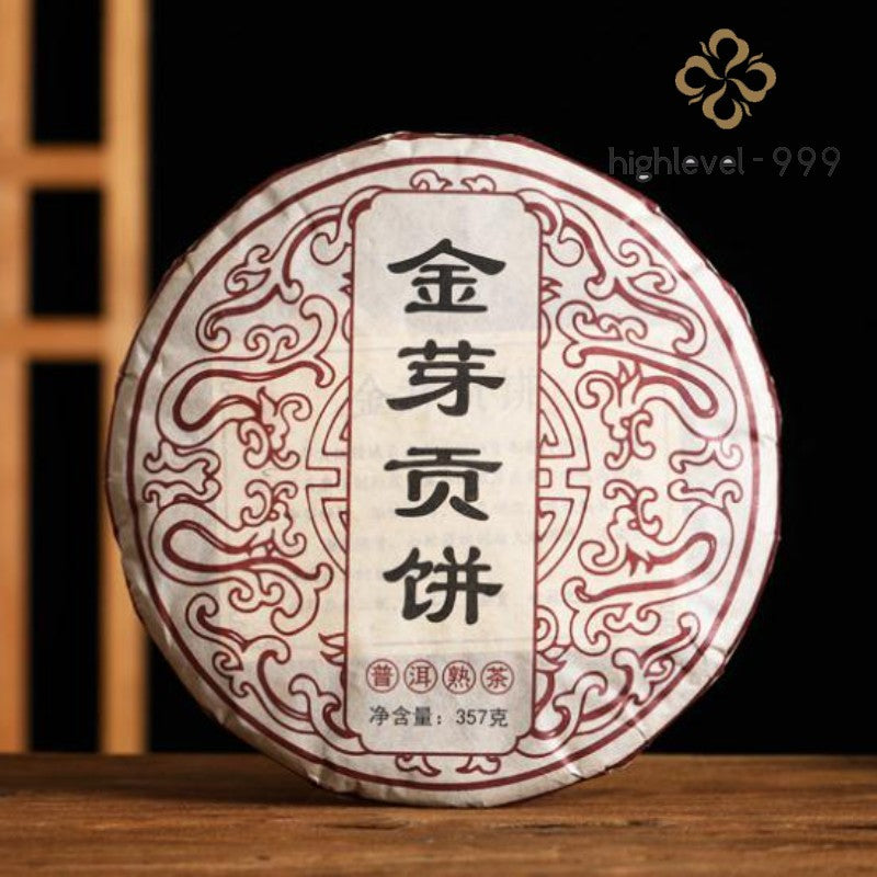 357g Yunnan Ripe Puerh Tea Cake Golden Buds Pu-erh Cooked Tea Chinese Pu'er Tea