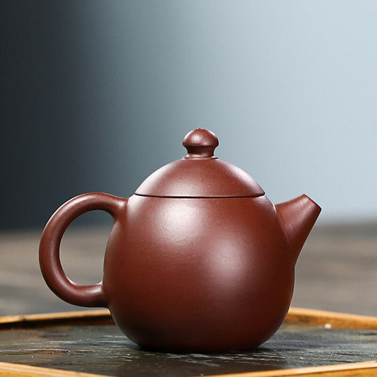 China Yixing Zisha Pottery Purple Zhu Clay Handmade 100cc Dragon Egg Teapot 小品龙蛋