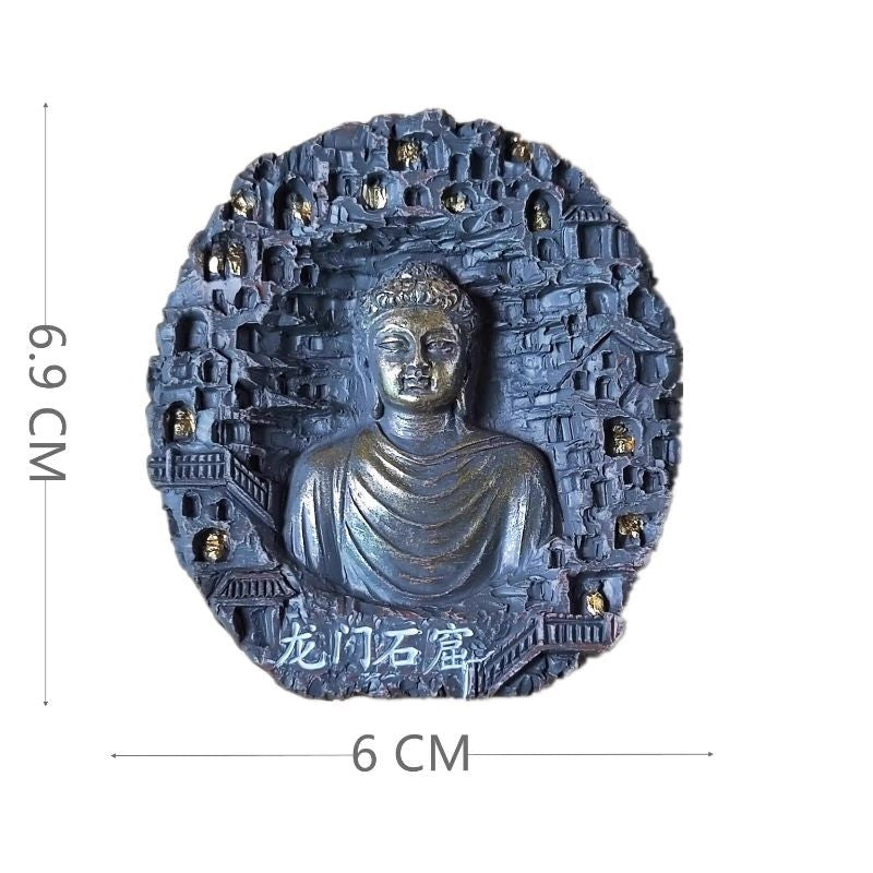 Longmen Grottoes Fridge Magnet 2.72in Handmade Travel Souvenir Buddha Magnet