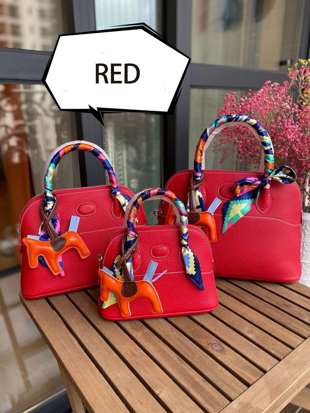 Genuine Leather Handbag Shell Bag Leather Strap Shoulder Purses Tote S/M/L Sizes
