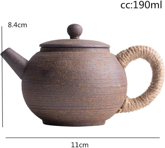 4.33" Vintage Stoneware Teapot Imitation Stone Ceramics Tea Set Handmade Kettle