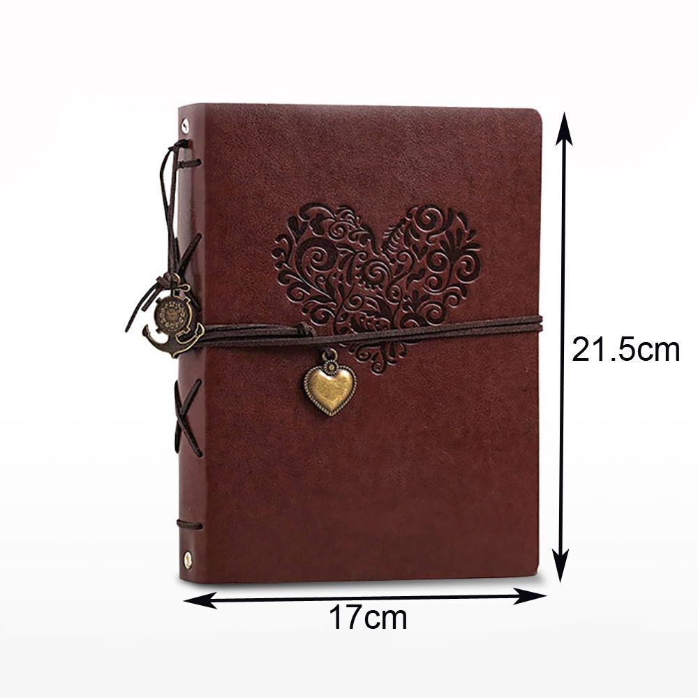 Photo Album 30 Sheet Vintage Leather Scrapbooking Book Refillable Page 21.5x17cm