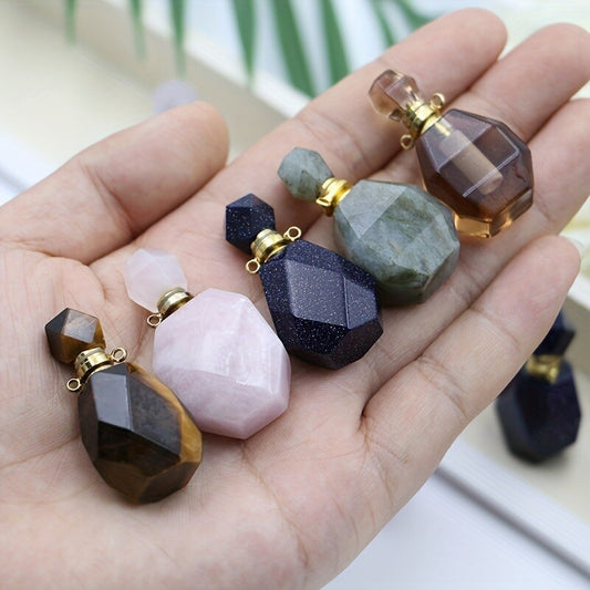 1pc Natural Crystal Perfume Bottle DIY Fashion Exquisite Pink Tiger's Eye
