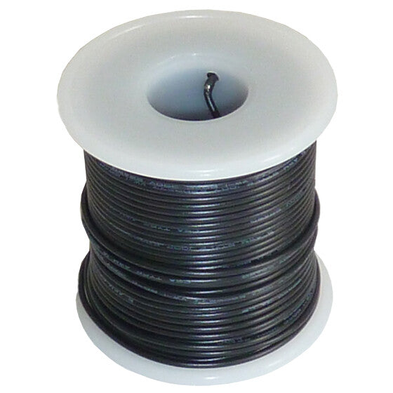 100 Feet Black 18 Gauge Stranded Hook-Up Wire, Tinned Copper, PVC Insulation