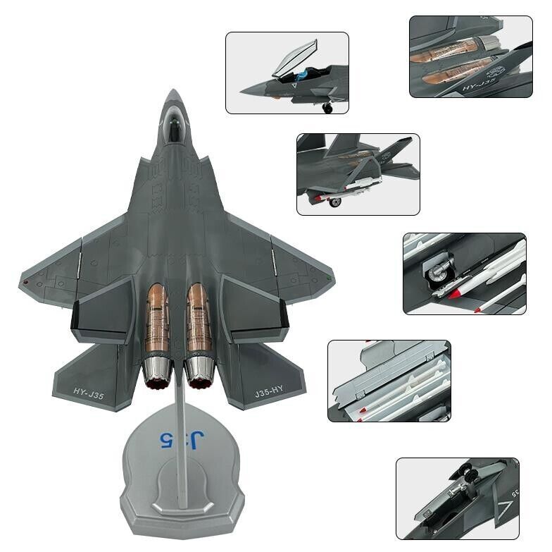 1:32 44CM CHINA J-35 Fighter Airplane Diecast Military Aircraft Plane Model