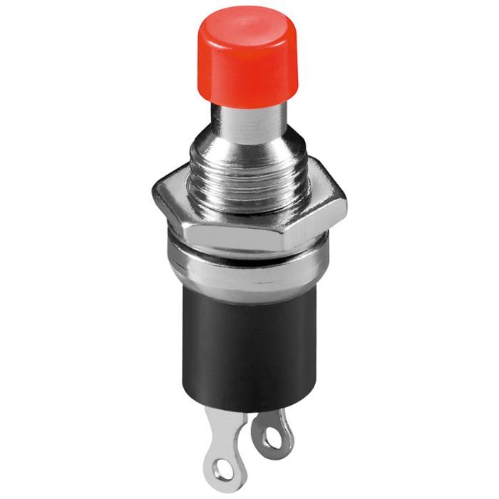 10 Pack Normally Open Momentary Switch w\ Round Red Button, 2-Pin Solder Lug
