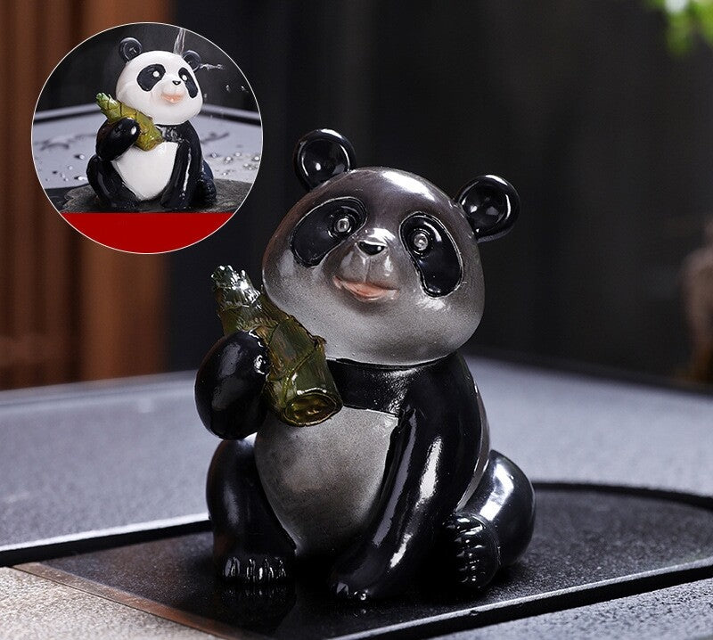 Color Change In Touch Of Hot Water Resin Panda Statue Table Decoration Tea Pet