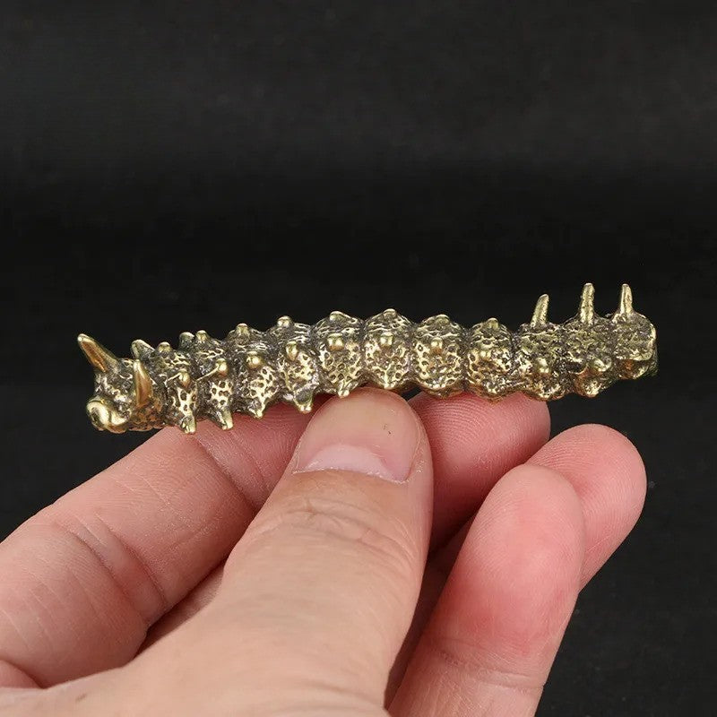 Soild Brass Caterpillar Figurines Miniatures Desktop Ornament Small Statue