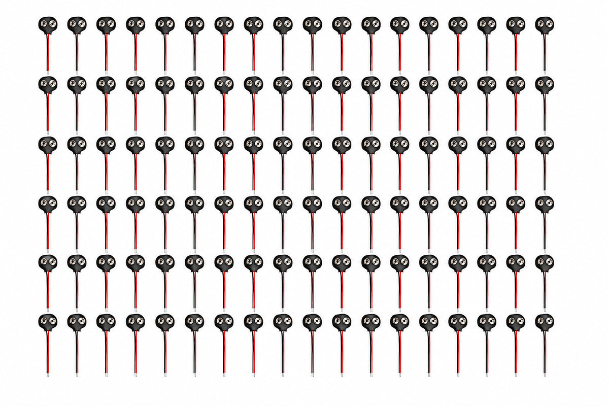 9v Battery Snap T-Type with Wire Leads - Pack of 100