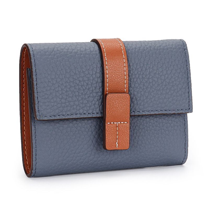 Coin Purse Short Wallets Trifold Money Bag Flap Snap Cowhide Card Holder Clutch