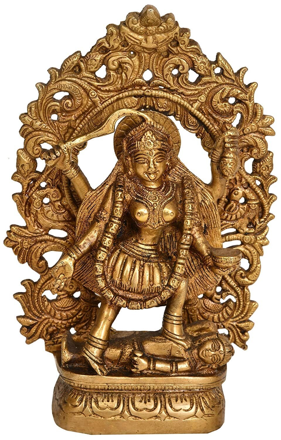 Brass Hindu Goddess Maa Kali Mata Idol Statue Figurine Temple Puja Home