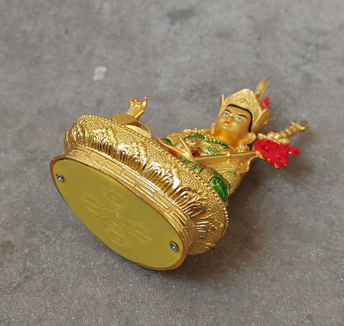 Handpainted Buddhism Padmasambhava Meditation Buddha Wealth Luck Divinity Statue