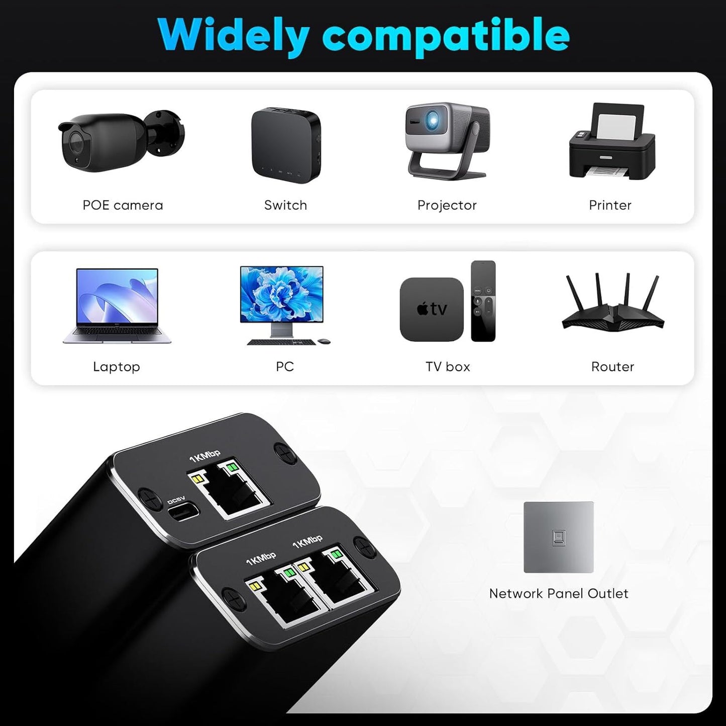 RJ45 Gigabit Ethernet Splitter 1000Mbps LAN Network Internet 1 to 2 Adapter lot