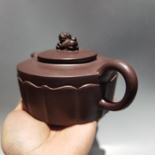 vintage chinese yixing purple clay teapot zisha ceremony carving Collectible art