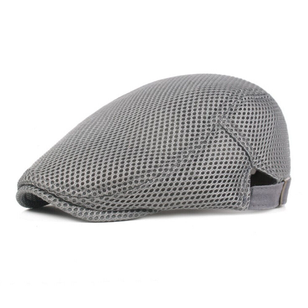 Unisex Casual Beret Hat Flat Cap Breathable Mesh Cap Newsboy Style Adjustable