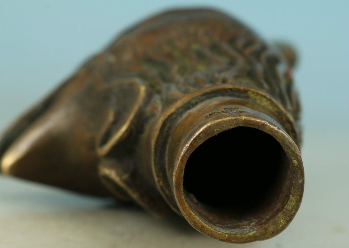 Asian Chinese Old Bronze Handmade Carved Cock Collect Statue Walking Stick Head