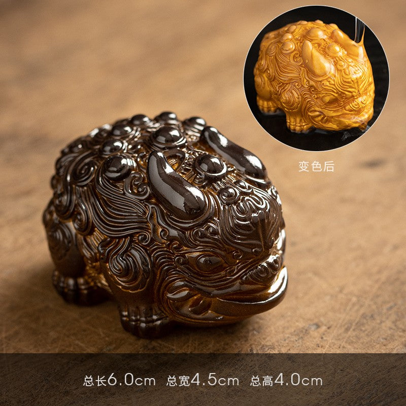 1Pc Color Changing Wealth Attracting Small Pixiu Ornaments Tea Playing Tea Pets