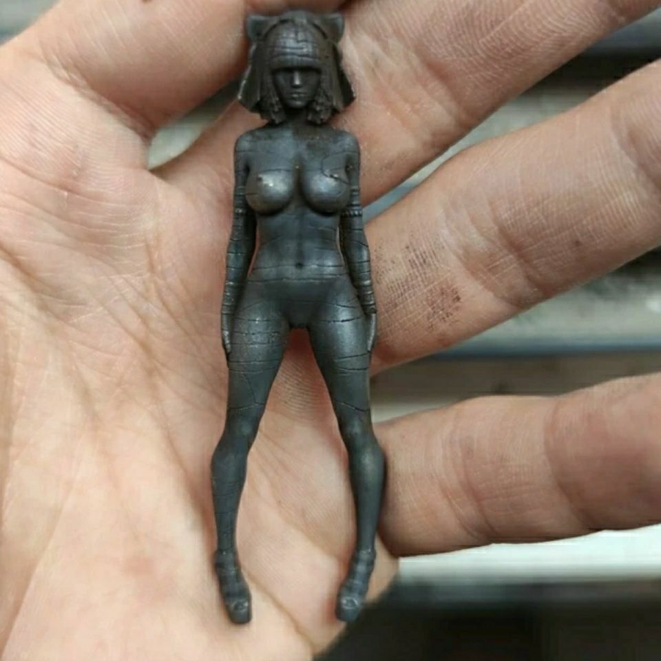 2.1 inch black brass cosmetic nude statue body art decoration