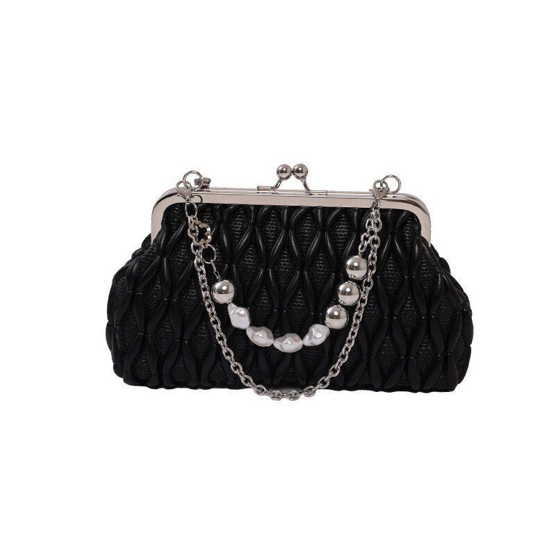 Hand Chain Pearl Bag Synthetic Leather Crossbody Purse Totes Handbag 14*22*6 CM