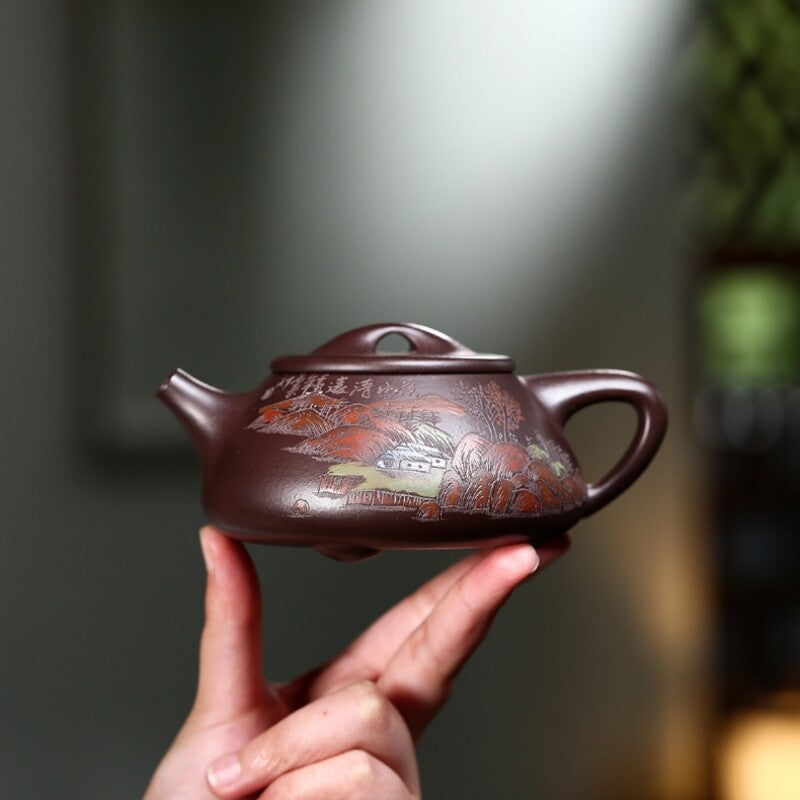 Full Handmade Tea Pot Marked Real Yixing Zisha Old Purple Clay Shipiao Pot 260ml