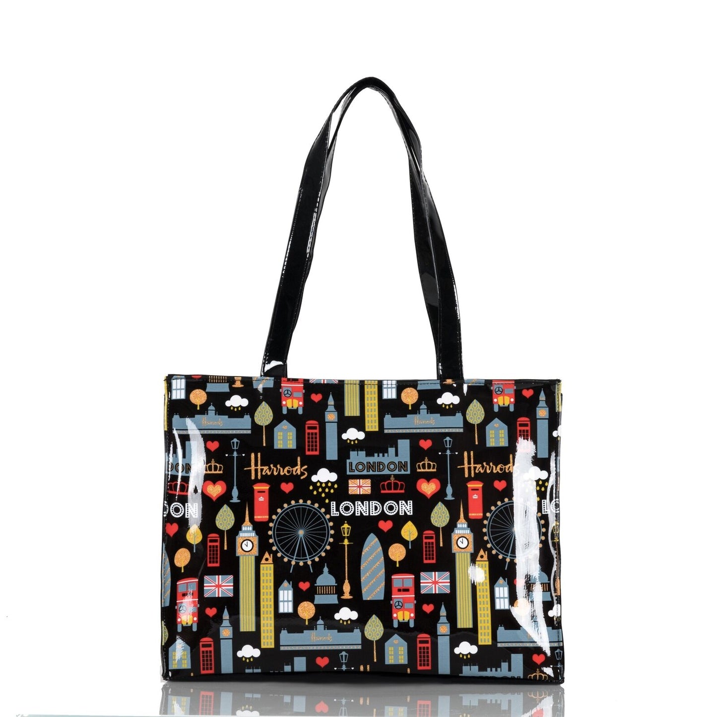 PVC Reusable Shopping Bag Flower Print Waterproof Handbag Shoulder Bags Leisure