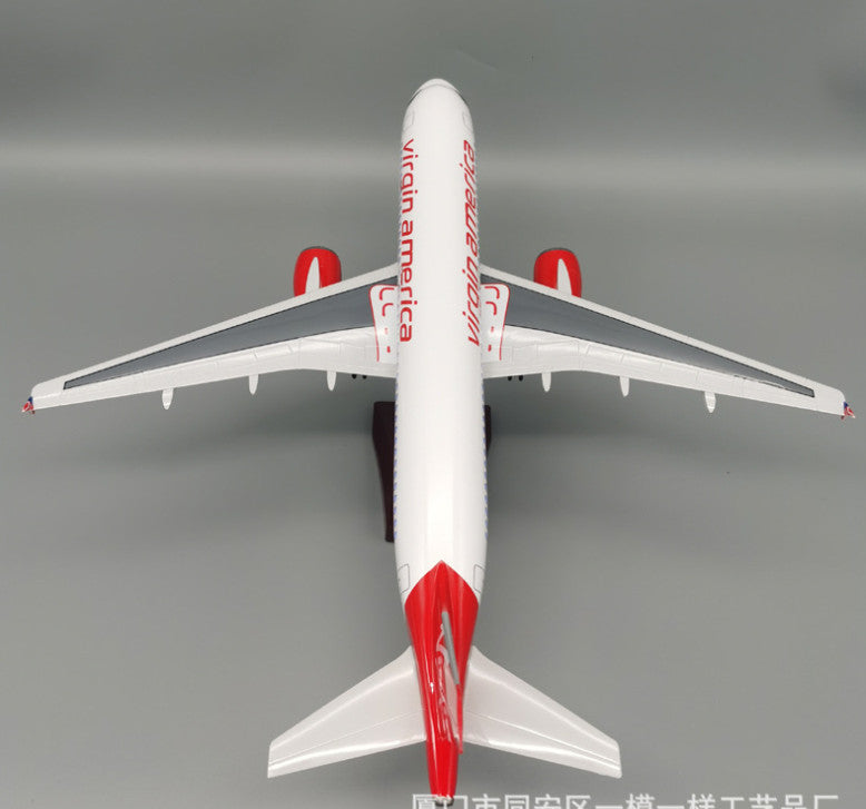 1:80 47CM Virgin America AIRBUS A320neo Plane Landing Gear Resin Aircraft Model