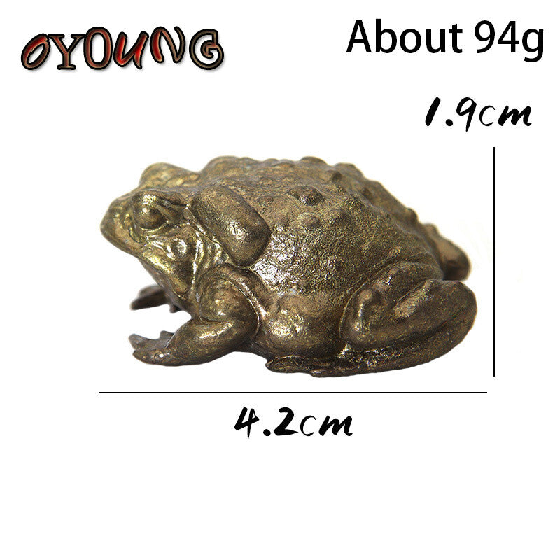 1.6" Brass Golden Toad Tea Pet Vintage Simulation animal Figurines Miniatures