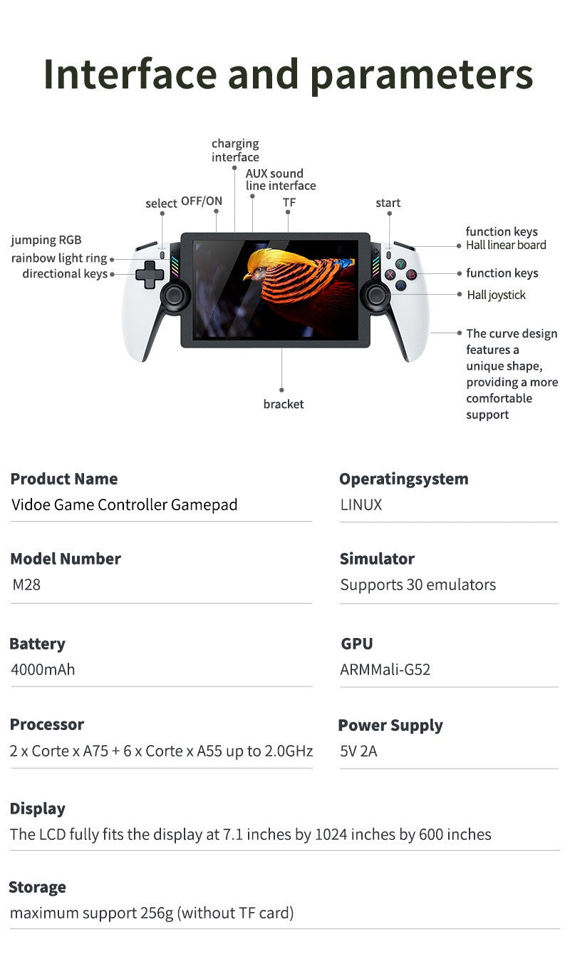 Classic Retro 3D Dual Joystick 7-Inch Gaming Console with Large PS2 Game Support