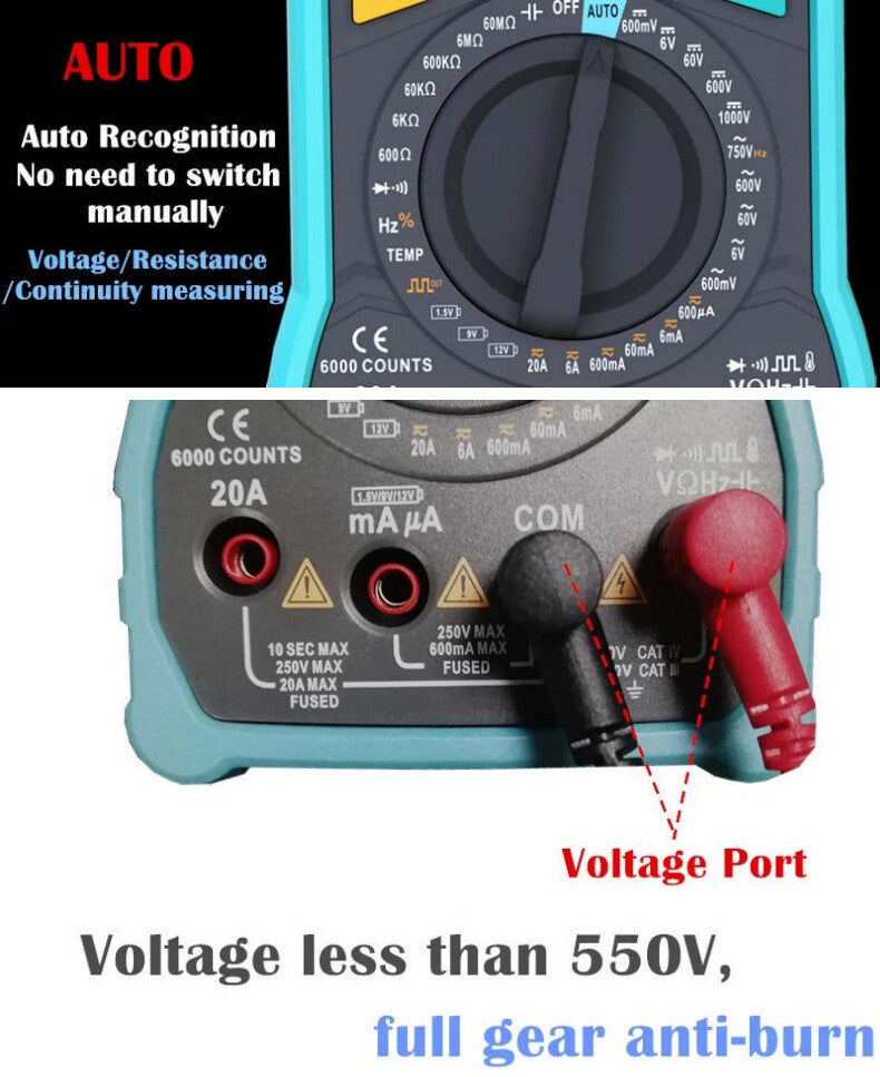 ZT-M0 True-RMS Digital Multimeter Auto / Manual, Analog Bar Graph AC/DC Voltage