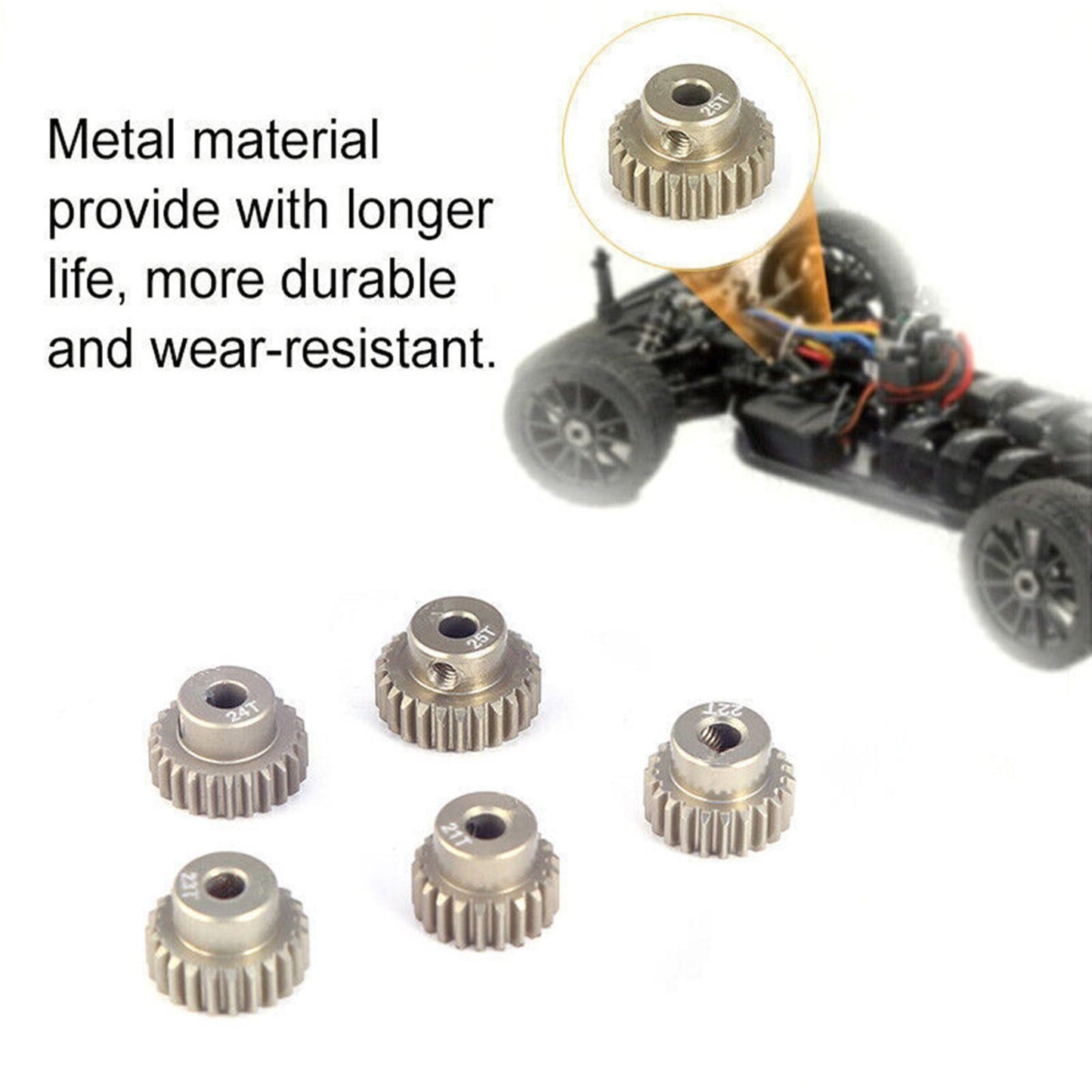 21T-25T Aluminum Pinion Gear Set For 1/10 RC Car Brushed Brushless Motor Parts;