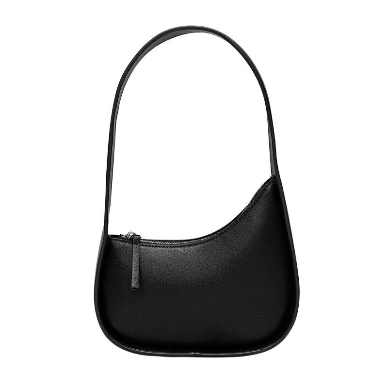 Small Mini Curved Half Moon Leather Single Shoulder bag Purse Handbag Tote