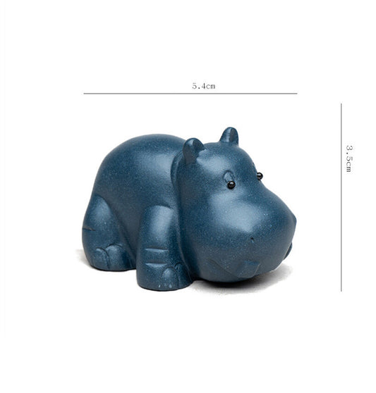 Chinese Yixing Purple Clay Figurine Tea pet Ornaments Hippo Statue Handmade