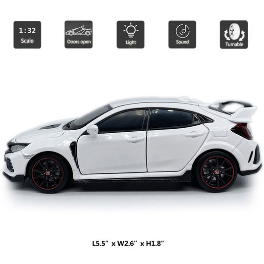 1/32 Honda Civic Type R Model Car Diecast Toy Cars Toys for Boys Kids Gifts Gray