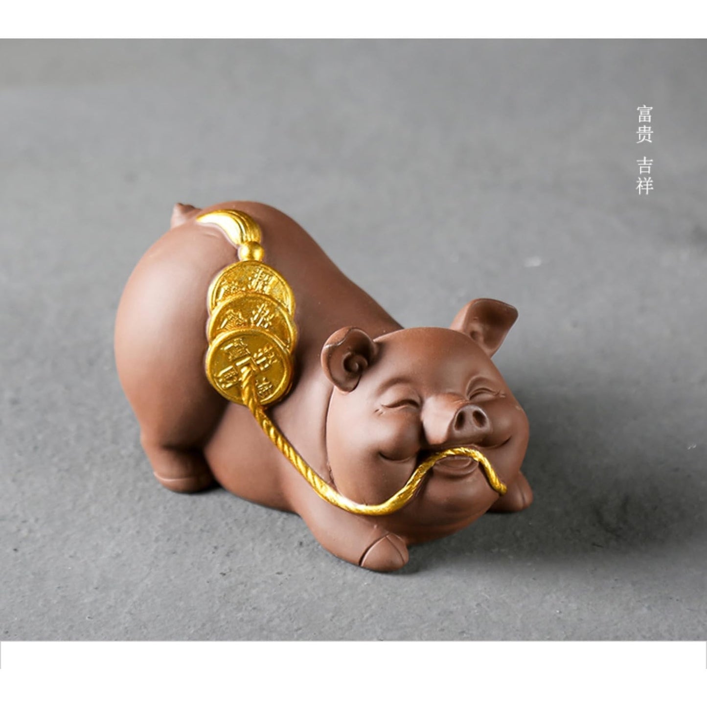 Piggy Purple Sands Ceramic Tea Pet Ornament 10.7cm Tea Room Tea Play Decoration