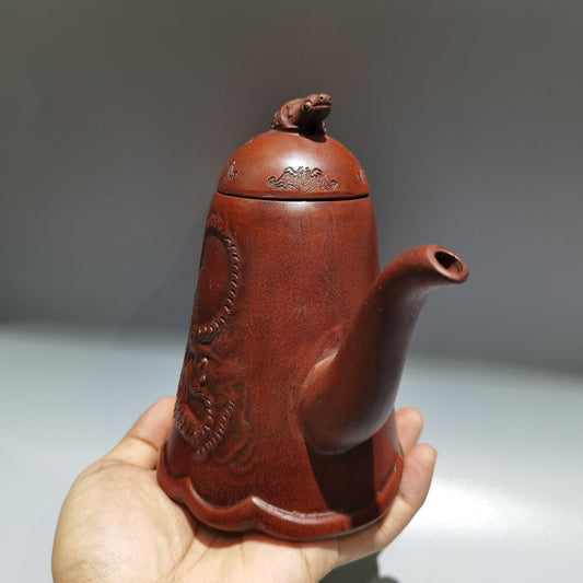 vintage chinese yixing purple clay teapot zisha ceremony carving collectible art