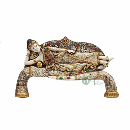 Polyresin Handmade Buddha Sleeping Idol Stone Finish Meditating Figurine Statue