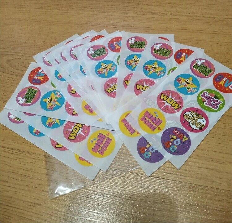 500Pcs/Roll Cute Words 1" Round Stickers Kids Teacher Reward Encouragement Label