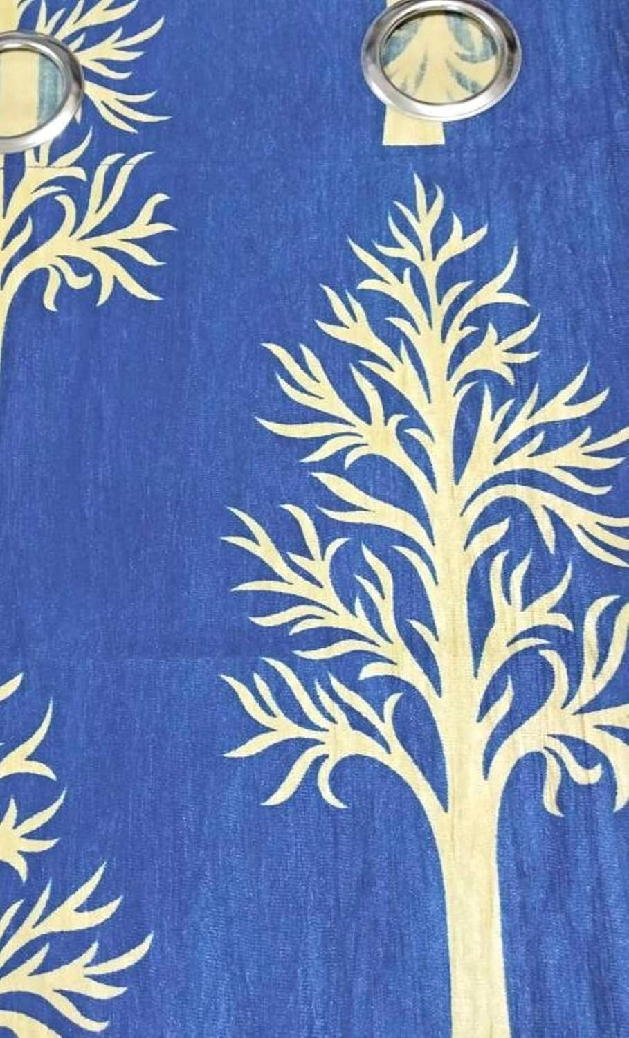 New 2 Pieces Printed Window Curtain Set 5 Feet Blue