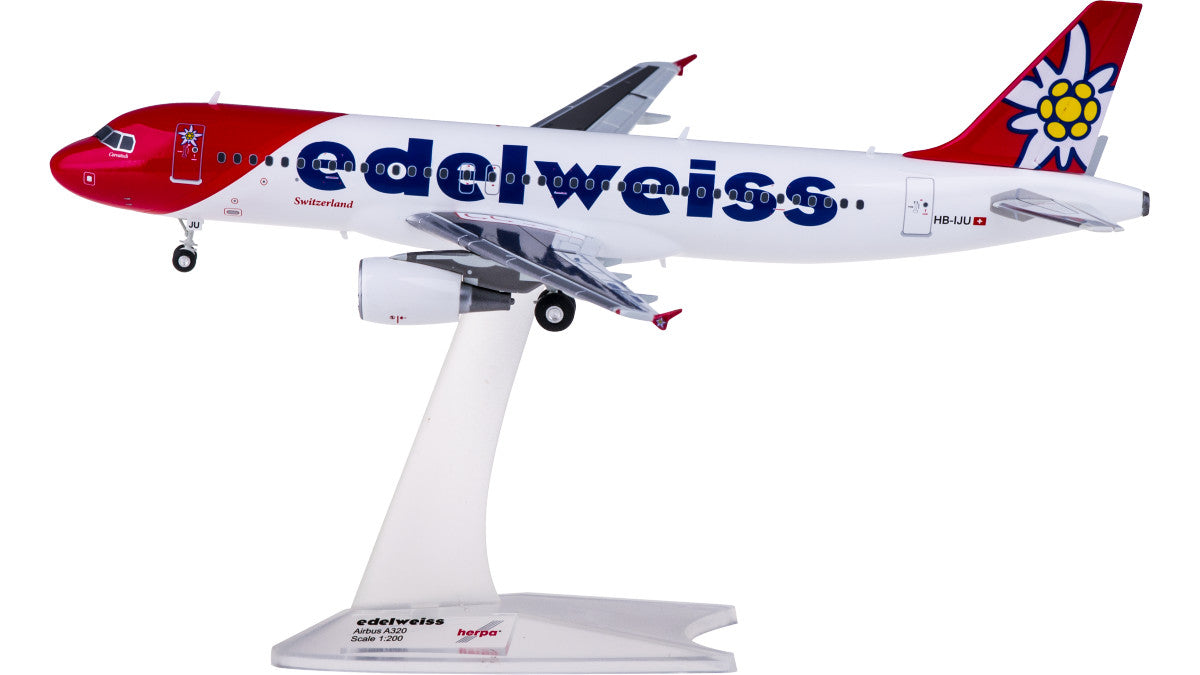 1:200 Herpa Edelweiss Air AIRBUS A320 Passenger Airplane ABS Plastic Plane Model