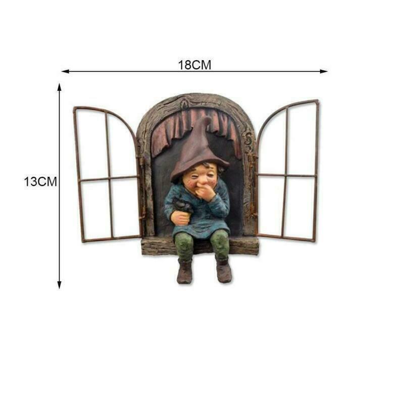 Elf Out The Door/Window Tree Hugger Naughty Garden Gnome Statue Tree Decorations-