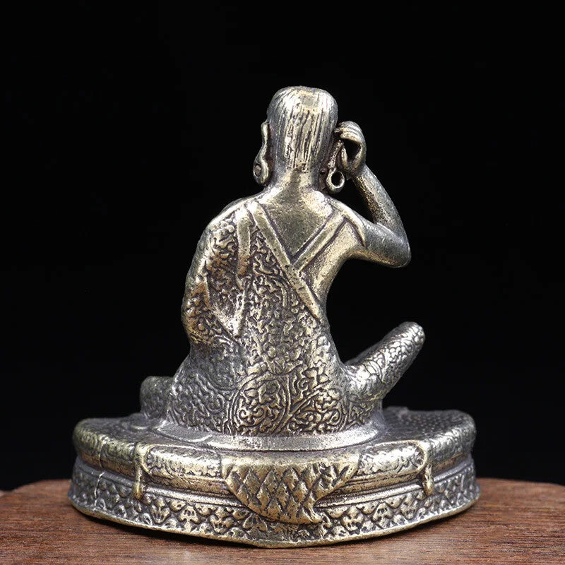 Brass Tibetan Buddhism Milarepa Buddha Small Statue Ornaments Tantric Master