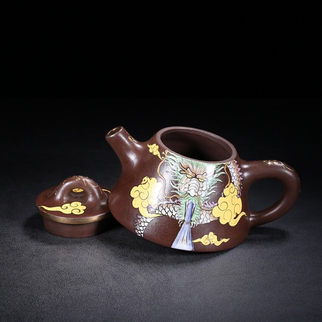 Chinese Yixing Zisha Clay Handmade Exquisite Teapot (霸王石瓢 底款:金鼎商标)