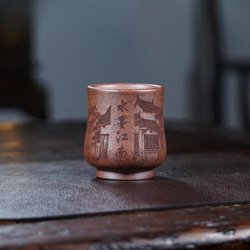 200ml Yixing Zisha Landscape Porcelain Tea Bowl Tea-tasting Cup Master Cup