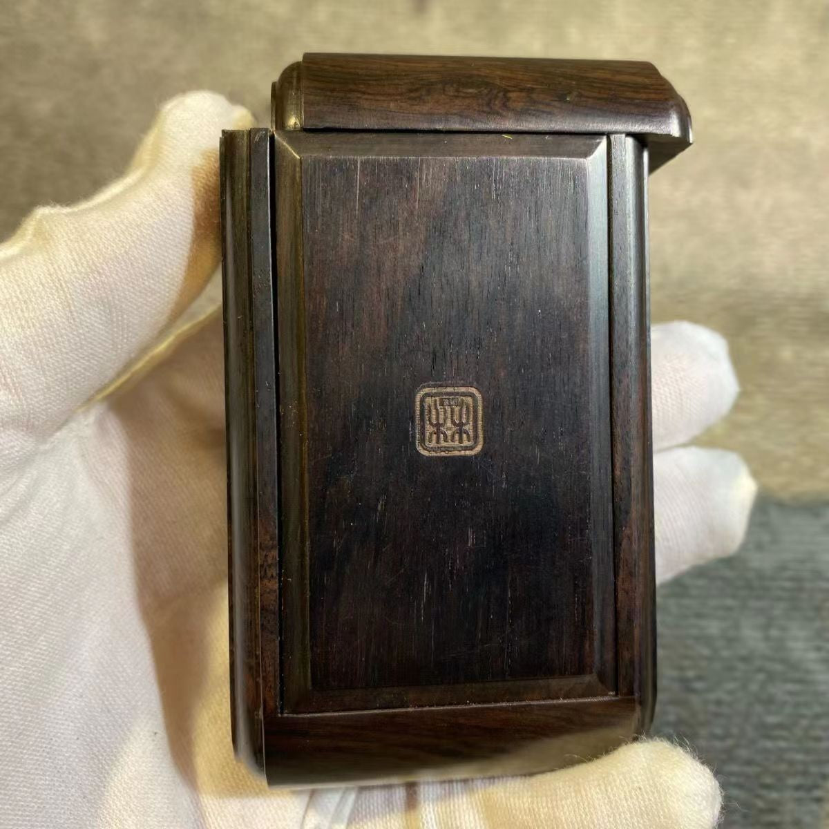 Zhang Shenglin Old Ebony Cricket Box Roll-up Bamboo Cricket Case 9.5x5.2x2.7cm