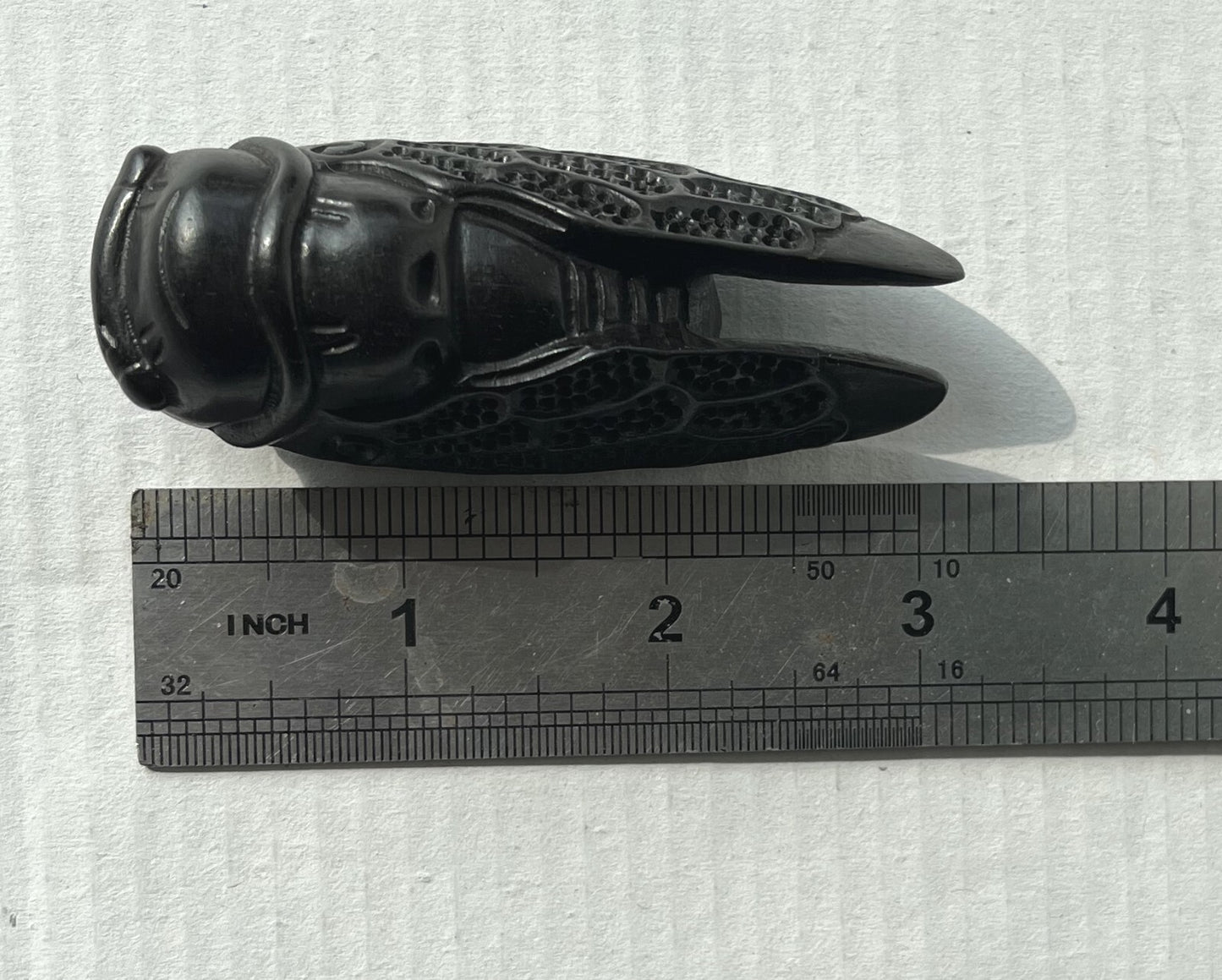 Ebony Wood Carved Cicada Pendant Statue Collection Hand Toy Decor